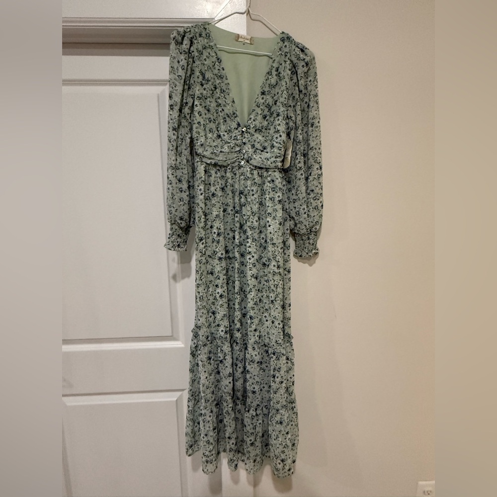 Floral Green Maxi Dress